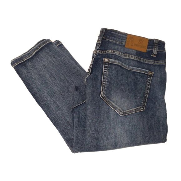 ZIZ Jeans Mens Size 32W Distressed Pocket Skinny Slim Leg Stretch Dark Denim - Picture 1 of 5